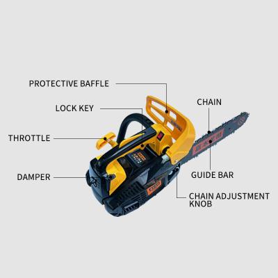 China High Power Gasoline Wood Cutting Machine 2500 Chain Saw With Spare Part for sale