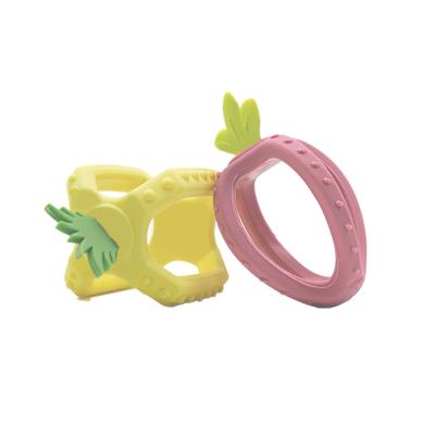 China Soft Toy Teething Ball & Training Toothbrush BPA-Free Strawberry-Shape Teething Ball Featuring Multiple Textures to Soothe gums for sale