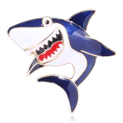 China New popular creative cartoon wedding dress organic alloy oil dripping shark marine brooch for sale