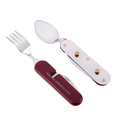 China Durable Outdoor Camping Cutlery Set Fork Knife Multifunctional Tableware Folded Kitchen Accessories A21-524ASM for sale