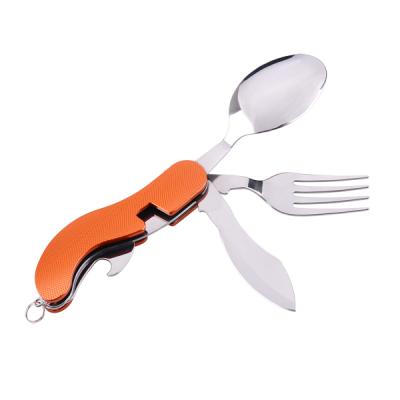 China 4-In-1 Portable Pocket Utensil Stainless Steel Camping Utensils Outdoor Cutlery Set A21-544ALL for sale
