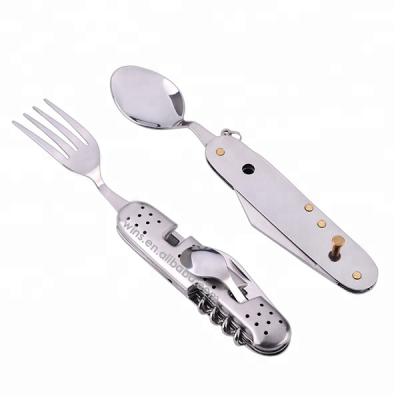 China Hot sale high quality fashion cutlery spoon and fork detachable camping set A21-107G30 for sale