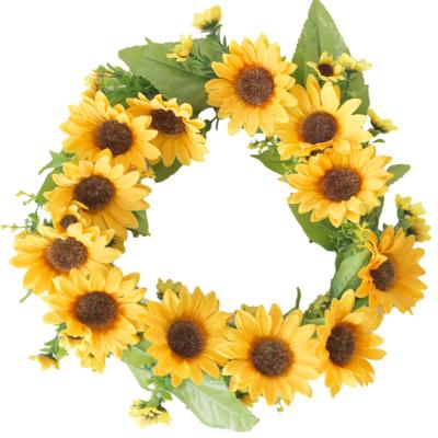 中国 35-42cmのヒマワリの花輪の防水人工的な葉の植物 販売のため