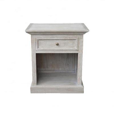 China Bedside Style Rustic Traditional Wooden Display Stand Nightstand Cabinet Light Solid Wood Side Table With One Drawer for sale