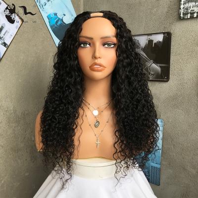 China Wholesale Jerry Curl XISHIXIU Human Hair Natural Raw Virgin 100% Brazilian Unprocessed U-Part Wigs For Black Women Vendors for sale