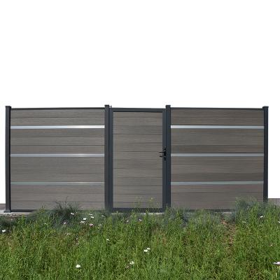 China Wholesale Exterior Fences Easily Assembled Aluminum Wood Plastic Composite Frame WPC Wood Panel for sale