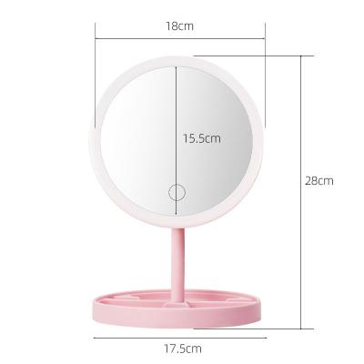 China LED Makeup Mirror Smart USB Custom Desktop Filling Vanity Mirror With 3 Lamp Light Adjustable Rotating Table Cosmetic Mirror for sale