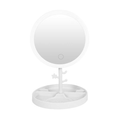 China Personalized Makeup Mirror With Rechargeable Makeup Light Desktop LED Beauty Sauce Mirror Portable Folding Storage Dormitory for sale