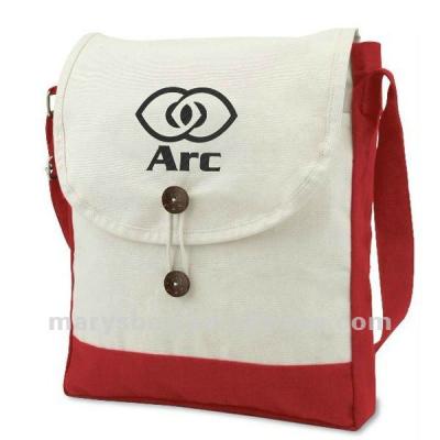 China Organic Gift Bag Cotton Messenger Bag With Coconut Button Rope Closure for sale