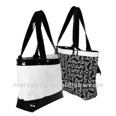 China Gift Bag Reversible 2 Tone PVC Patent Tote Bag Fully Lined In 200 D Nylon for sale