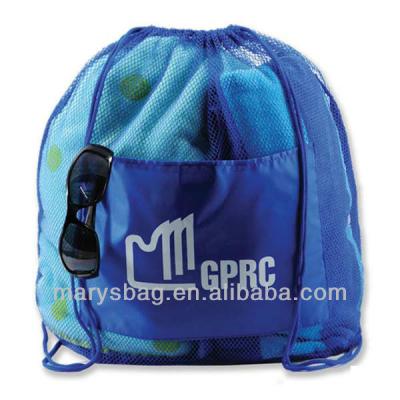 China Soft-loop mesh backsack drawstring bag allows wet items to dry and with hook and loop for sale