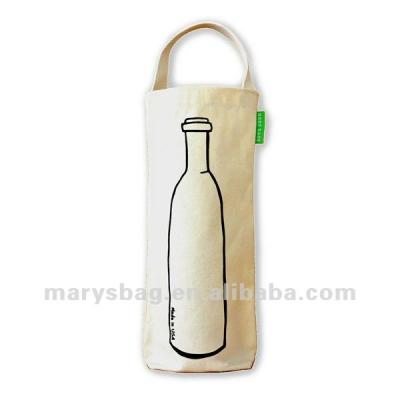 China Wine Bag Cotton Canvas One Bottle Bag With Webbed Cotton Handles for sale