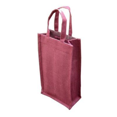 China 8 oz handled jute 2 bottle wine bag for sale
