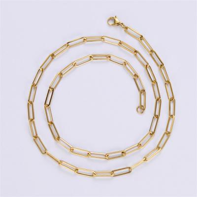 China Fashion Simple 18K Gold Plated Stainless Steel Square Flattened Long Cross Chain for sale