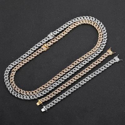 China Punk Clasp 18k Double Sided Gold Plated Six Surface Grinding Necklaces Iced Out Cuban Chain for sale