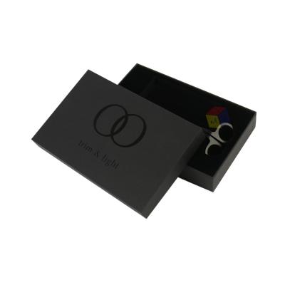 China Luxe Zwart Custom Glossy Logo 2 stuk papier Rigid Cardboard Gift Packaging Box Met Deksels Te koop
