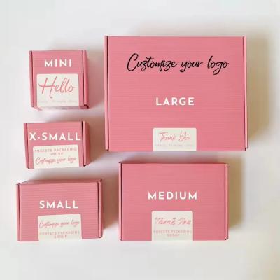 China Custom Logo Printing Cardboard Shipping Mailer Box Pink Cosmetics Mailing Packaging Boxes With Raffias for sale