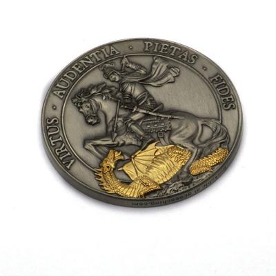 China Custom Tone Plated Knights Challenge 3D Metal Two Coins from Europe for sale