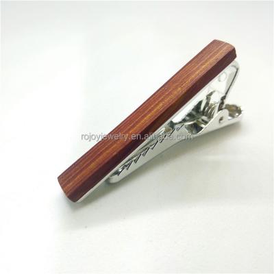 China Eco friendly Custom Jewelry Made Wood Tie Clip swith Custom logo brass cufflinks tie bars for sale