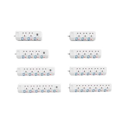 China Independent Switch And Light Weight CE Approved Power Strips 2 Way Ports Usb Multi Outlet Extension Cord Power Strip Socket UK Plugs for sale