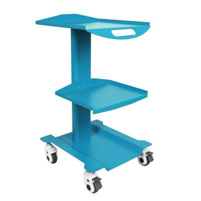 China Muebles de la clínica dental Carro móvil con bandeja de tres capas Diseño de color de acero inoxidable Carro móvil con toma incorporada en venta