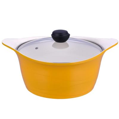 China Sustainable Aluminum Ceramic Nonstick Soup Pot Cookware Set for sale