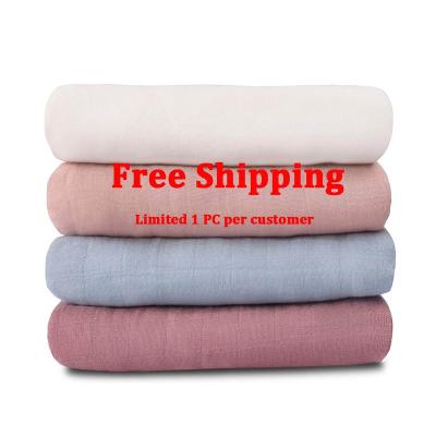 China FREE SHIPPING Wholesale Custom Newborn Cotton Baby Wrap Soft Bamboo Muslin i@home Stock 1 USD TESTING Soft Bamboo Muslin Wrap Blanket for sale