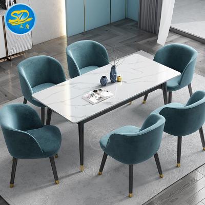 China Easy-cleaning luxury dining sets marble dining table and chair sets for sale