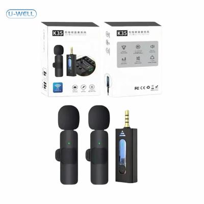 China Noise Canceling Hight Sensitivity K35 Lapel Mic 3.5mm Jack Audio Video Recording Mini Microphones Wireless Lavalier Microphone For Mobile Speaker Digital Camera for sale