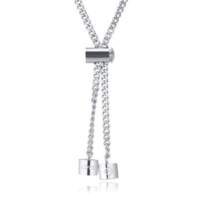 China High Quality Niche Design Polished Cool Titanium Steel Silver Necklace Length Adjustable Necklace for sale
