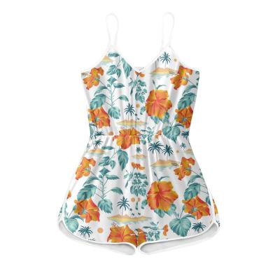 China QUICK DRY V Neck High Waisted Jumpsuits Summer for Women One piece Good Printing Slim Pattern Sleeveless Romper Jumpist for Women for sale