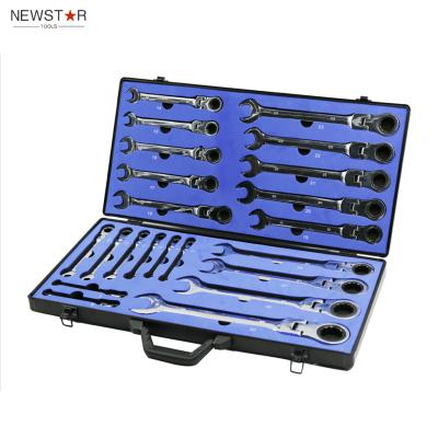 China 22pcs Portable Flexible Ratchet Combo Wrench Set Tool Kit Aluminum Germany Kraft Paper for sale