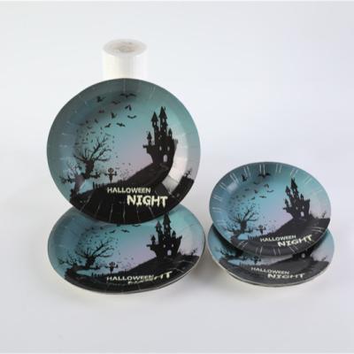China Eco - Friendly Disposable Tableware Printing Paper Party Disposable Coated Tableware Set Paper Plate Customized for sale