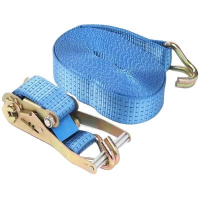 China Custom size and PVC Label Heavy Duty Ratchet Strap Tie Down Lashing Belt For Truck and Cargo control for sale