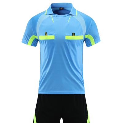 China Sets Best quality Custom Logo Soccer Referee Uniform With Pocket Shorts Sports Set Professional Football referee jersey for sale