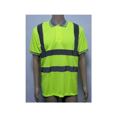 China 100% Polyester Anti-pilling Polo Short Sleeve Threaded Neckline Reflective Fiber Strips for sale