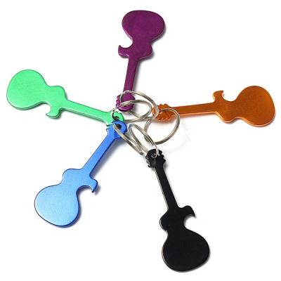China B018 Beverage Bar Bottle Opener Guitar Shape Beer Bottle Opener Wedding Party Favors Key Chain Ring for sale
