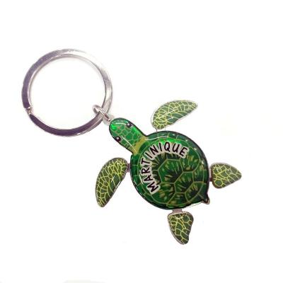 China Full Color Souvenir Epoxy Dome Footprint Turtle Shape Key Chain Key Ring for sale