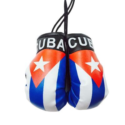 China Leather Mini Boxing Gloves For Car Accessories Cuba Flag Mini Flag Boxing Gloves For Custom Car for sale