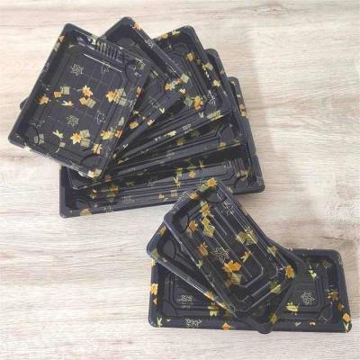 China Disposable Japanese Plastic Fish Shaped Sushi Packaging Serving Tray Biodegradable Takeaway Boat Shaped To Go Box for sale