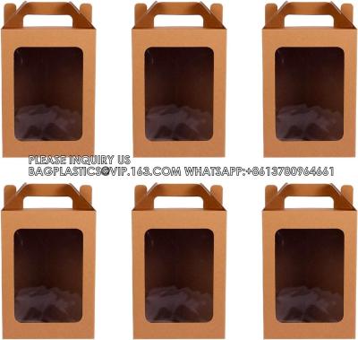 China Window Box Gift Wrapping Bags Small Cake Boxes Bakery Bags With Standing Cookie Bag Flower Packaging Bag Bakery Box for sale