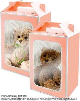 China Gift Boxes, Tote Paper Bags With Transparent Window Flower Bouquet Paper Gift Bags With Handles, Wedding Party Bag for sale