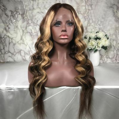 China Body Wave Ombre Blonde Highlights Color 13x6 Deep Part Lace Front Human Hair Wigs 180% Density 360 Wig Brazilian Hair High Density Wigs for sale