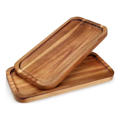 China Custom Large USA Party Decorative Dessert Dish Wooden Panel Rectangle Snack 2 Pcs Cheese Acacia Wood Serving Tray for sale
