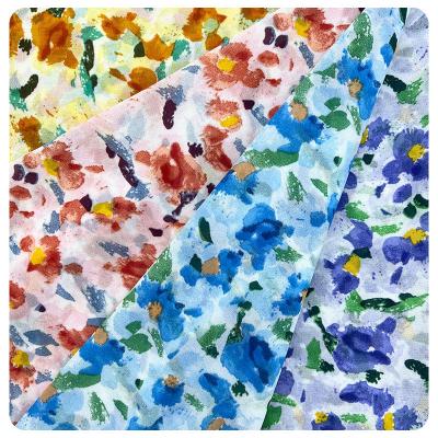 China Wrinkle Resistant In Stock 75D 2800 Floral Print Chiffon Hijab Summer Fabric Slim Twist Dress for sale