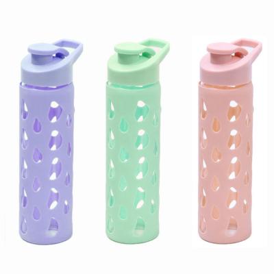 China Viable Crown Rose Quartz Gem Clear Glass Style 330ml Kids Bottle Gemstone Crystals Healing Stones Elixir Silicone Glass Water Bottle for sale