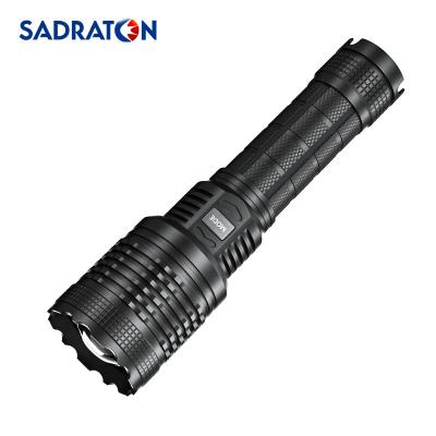 China 200 Meter Tactical Led Flashlight Waterproof Low Torch Super Bright Long Range 26650 Battery Input And Output Battery Booster Mode Powerful Zoom 5 Lumen xhp70 Fonts for sale