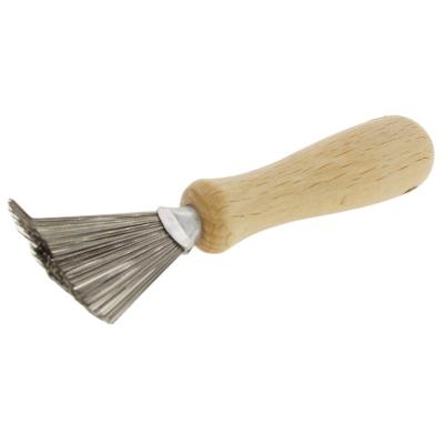 China Viable Home Metal Wire Rake Beech Wood Handle Comb Brush Cleaner Hair Dirt Remove Comb Cleaning Tools for sale