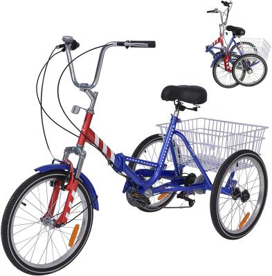 China 20/24/26 Inch 20/24/26 Inch Adult Tricycle Folding Trike Adult Trike 7 Speed Cargo Bike Cruiser Trike Adult Bike for sale
