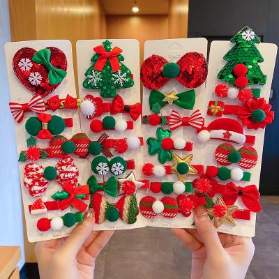 China Eco-Friendly Children's Christmas Hairpin Set Cute Snowman Santa Duckbill Clip Hair Accessories Christmas Tree for sale